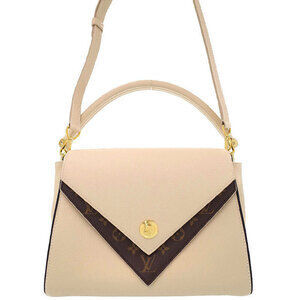 Louis Vuitton Grained Calfskin Monogram Double V 2way handbag White Cream